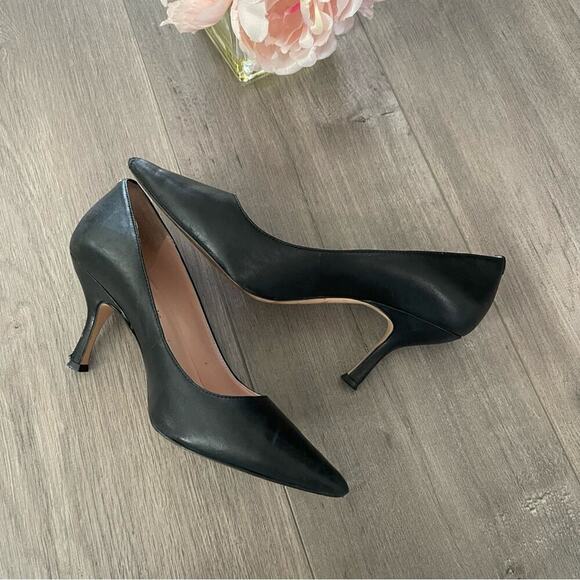 Kate Spade Vivian Pumps Black Leather Point Toe Heels - Picture 5 of 8